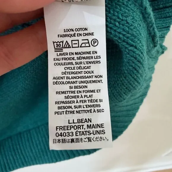 L.L. Bean Women's Size Large Teal V Neck Cable Knit Pullover Sweater Brand New - Picture 9 of 10